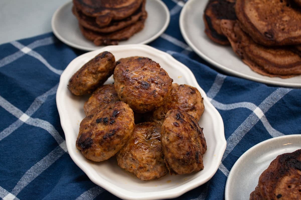 Plate of homemade breakfast sausage patties.