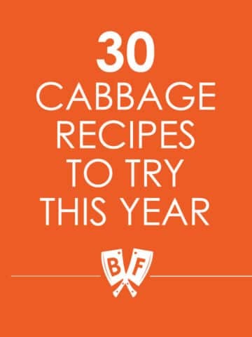 Text that reads, "30 cabbage recipes to try this year".