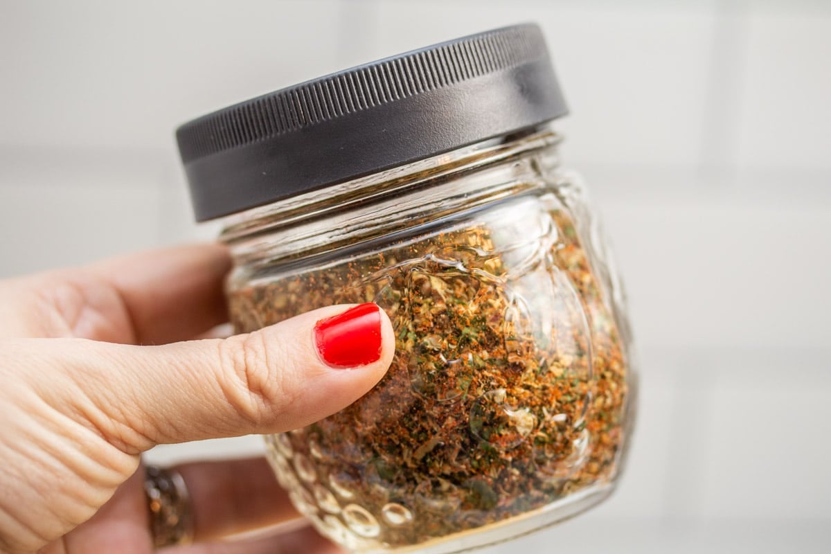 A jar of breakfast sausage seasoning.