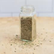 Jar of homemade Italian seasoning blend.